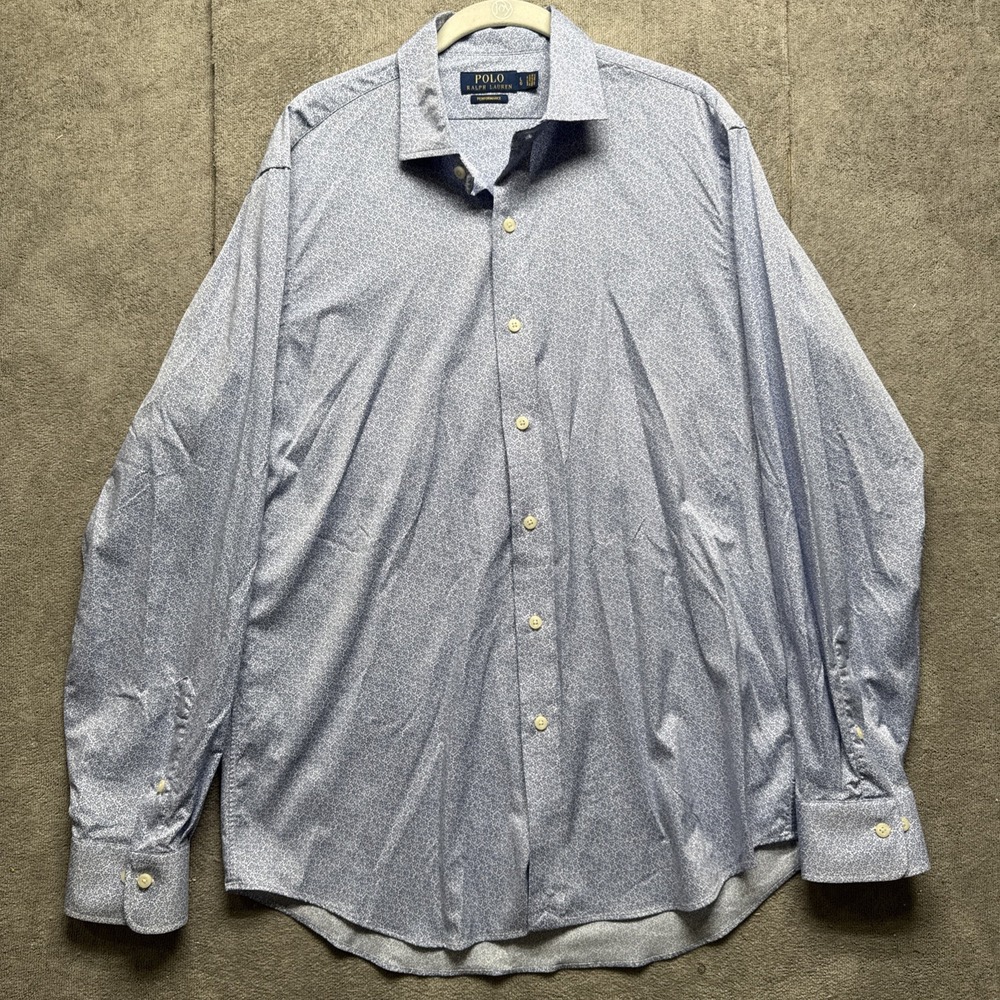 polo ralph lauren Performance Men's Blue White Button Up Shirt Large